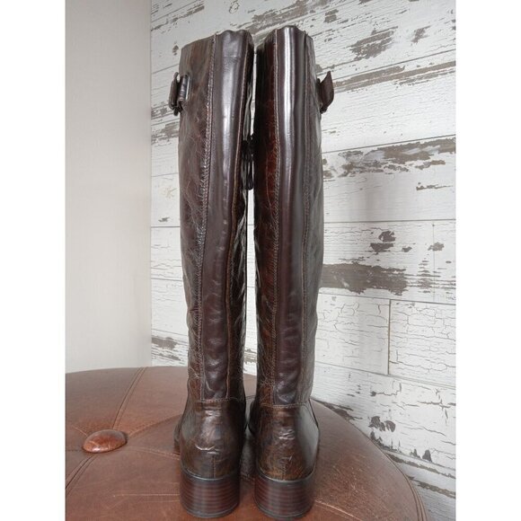 BORN CROWN Roxie Brown Crinkle Leather Tall Boots Size US 6.5 NWOT - Picture 3 of 10